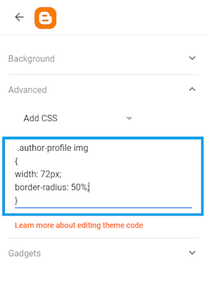 Paste the CSS Code in the Add CSS.