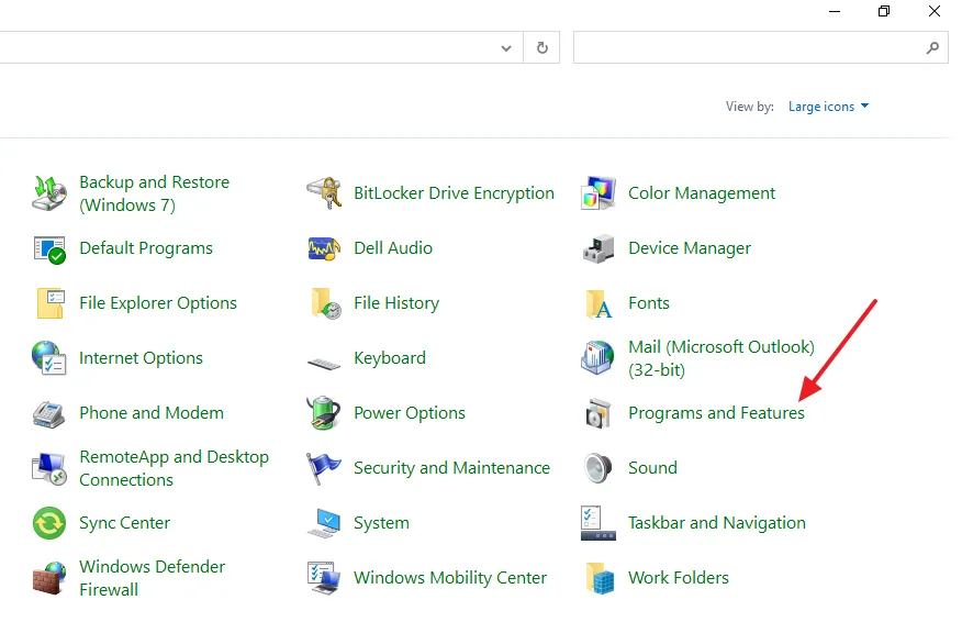 Click on the Programs and Features.