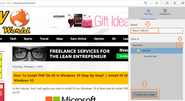 How To Bookmark Pages On Microsoft Edge In Windows 10 | Add To ...
