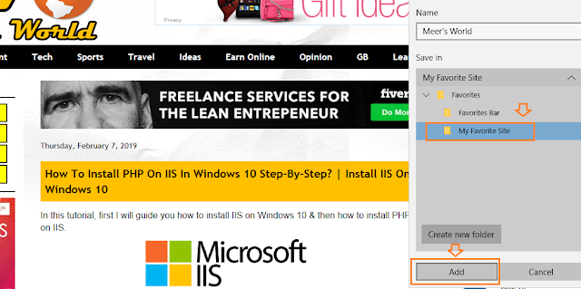 How To Bookmark Pages On Microsoft Edge In Windows 10 | Microsoft Edge Add To Favourites
