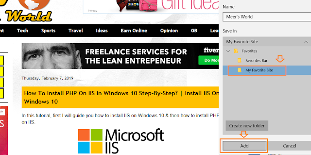 How To Bookmark Pages On Microsoft Edge In Windows 10 | Add To ...