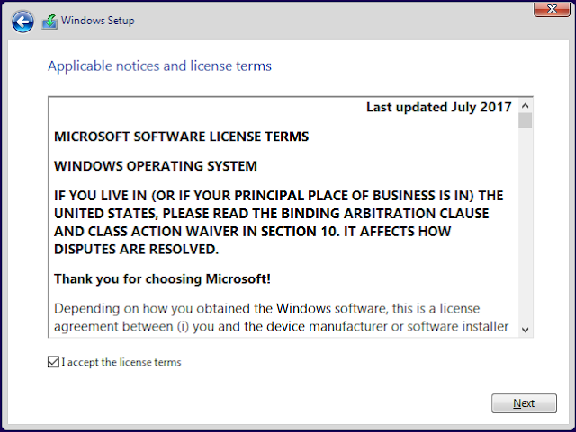 Tick on "I accept the license term". Click on the Next button.