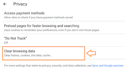 Tap on the Clear browsing data.