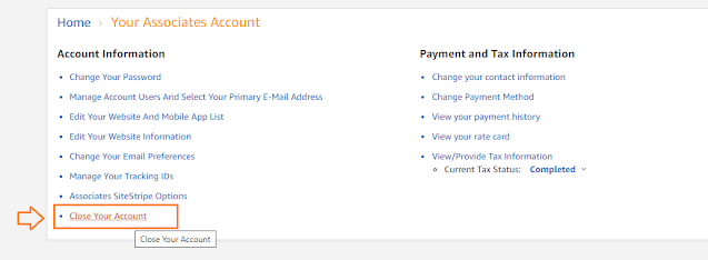 Click on the Close Your Account link.