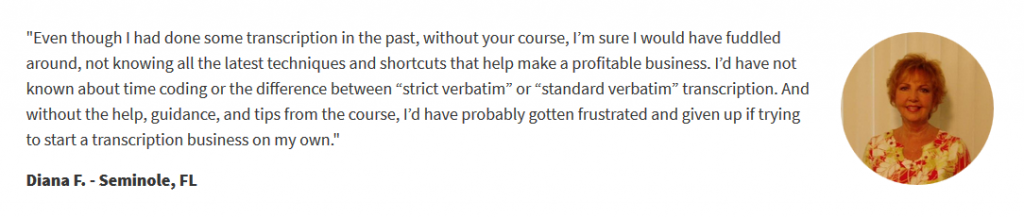 Client testimonial about General Transcription: Theory & Practice Course