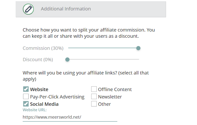 Choose how you want to split your affiliate commission.