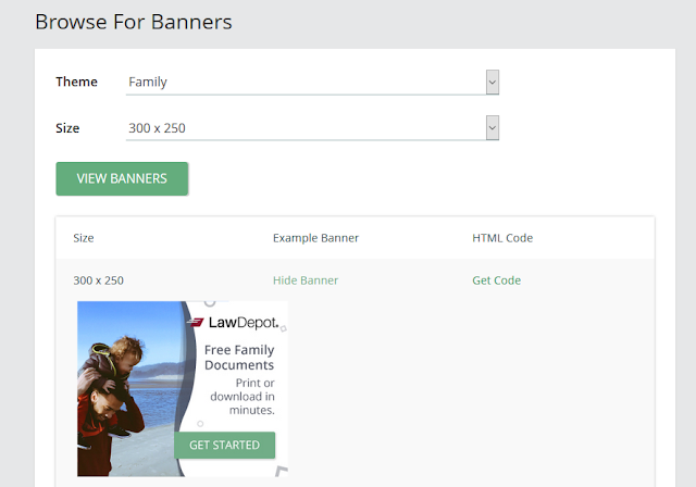 To get banners scroll down to Browse For Banners section. Choose Theme & Size of banners. Click on the VIEW BANNERS button.