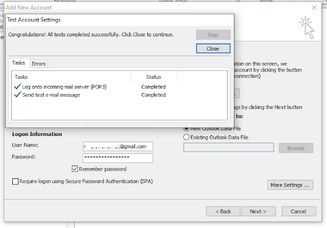 If it is configured you will get the congratulations message, "Congratulations! All tests completed successfully. Click Close to continue.". A test e-mail will also be sent to to your email address.