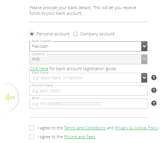 Provide your local bank account details on which you will transfer money from Payoneer