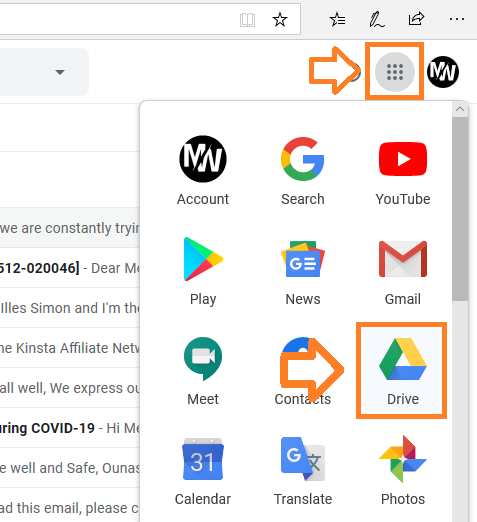 Google apps icon at top-right corner