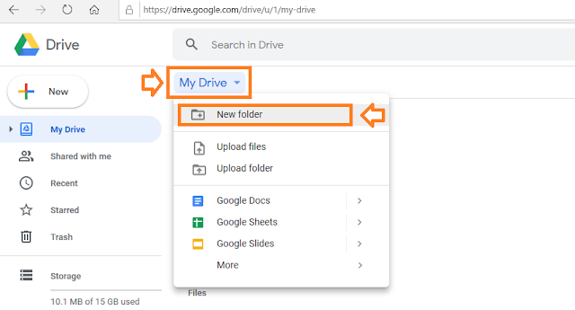 how to upoad files in Google Drive