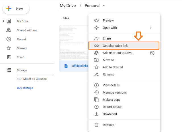 how to share your Google Drive file links - Get Shareable Link