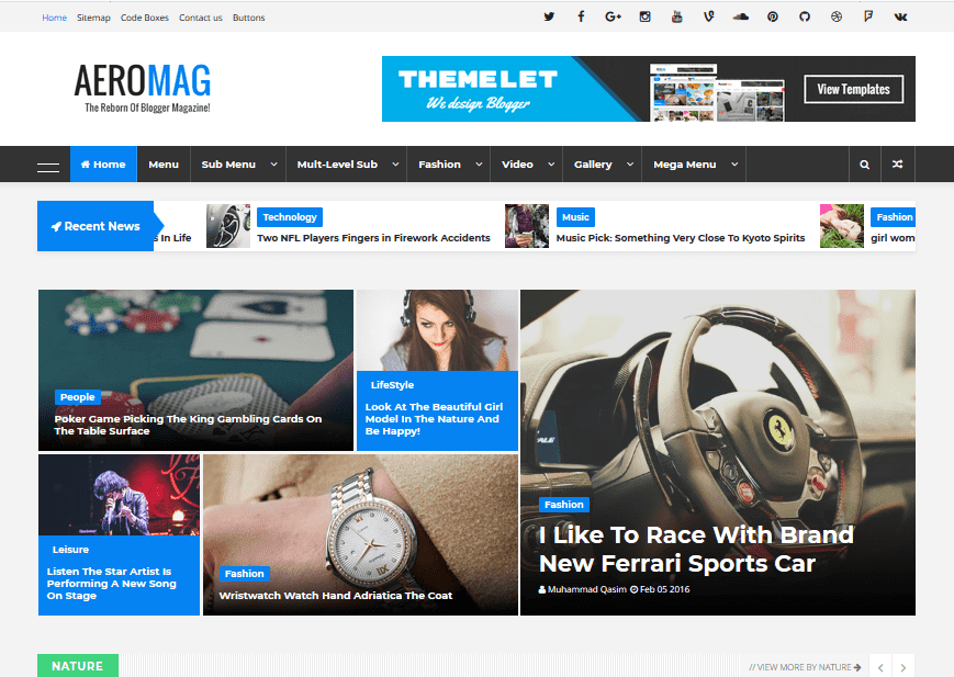 AeroMag news & magazine blogger template