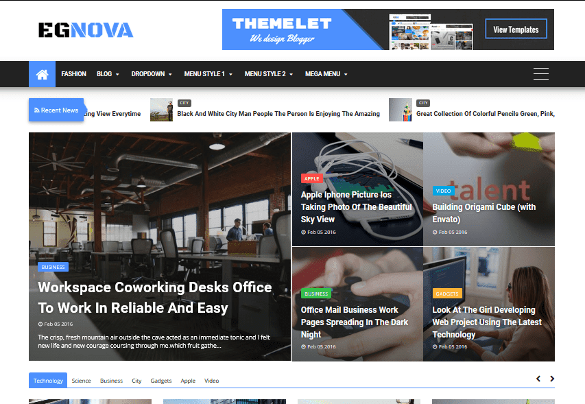 Egnova news & magazine blogger template