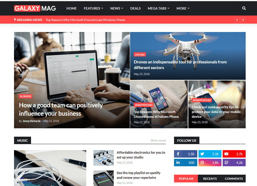 Galaxy Mag news & magazine blogger template