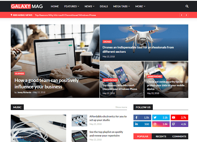 Responsive Blogger Templates For News & Magazine | Galaxy MAG