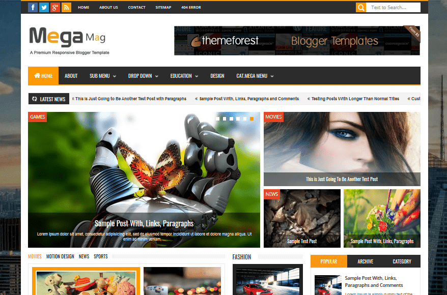 Mega Mag News & Magazine Blogger Template