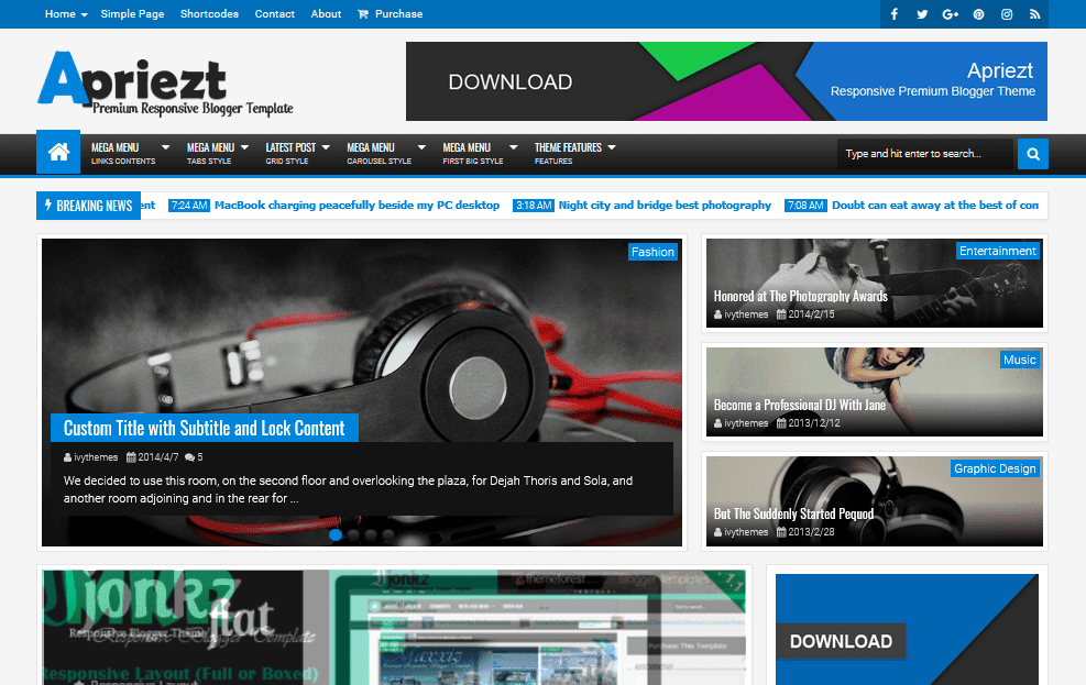 Apriezt news & magazine blogger template