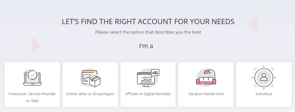 how to create payoneer account - choose account how to create payoneer account - choose account