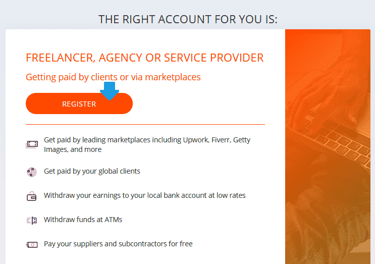 how to create payoneer account - choose account 4