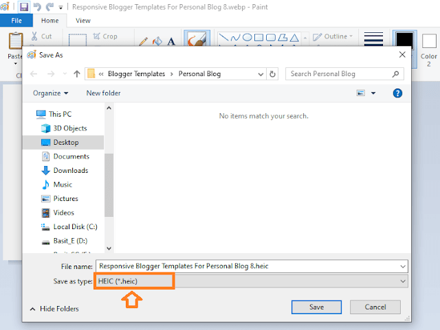 Click on the "Save as type" drop-down list to expand the options.