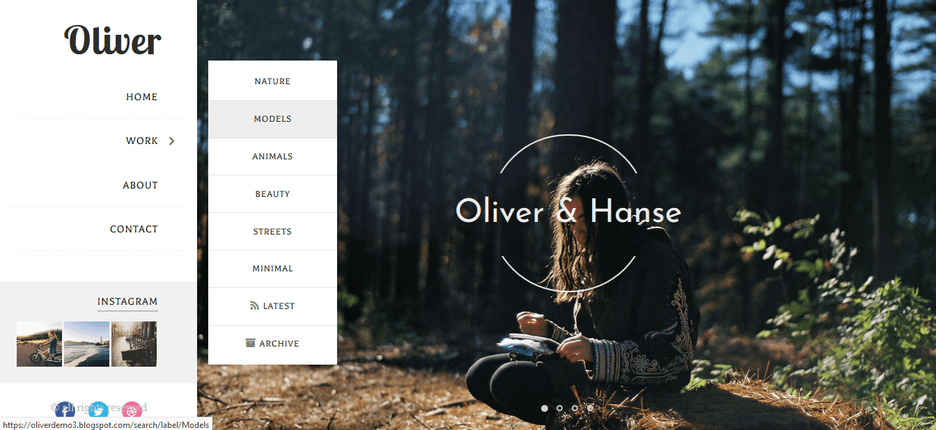 Oliver Photography Blogger template Layout 1