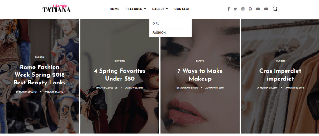 Tatiana modern Blogger template for travel, lifestyle & personal blog websites.