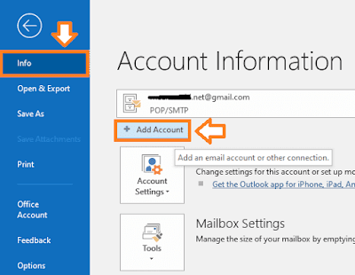 Click on the Info tab. Click on the + Add Account. Click on the Info tab. Click on the + Add Account.