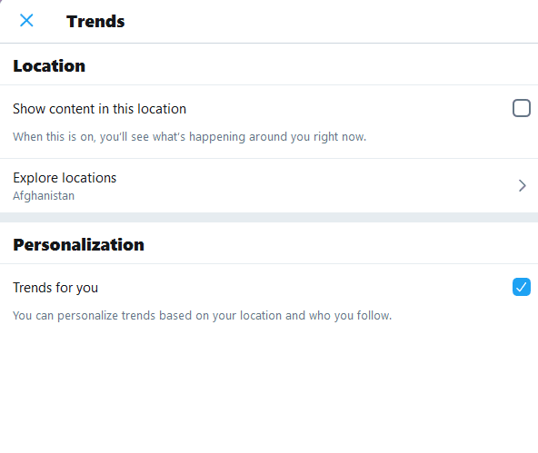 Twitter Doesn't Show Trends For You Settings Icon | Change Twitter Trends Location