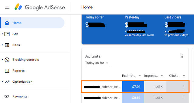 Google AdSense Pay Per click revenue