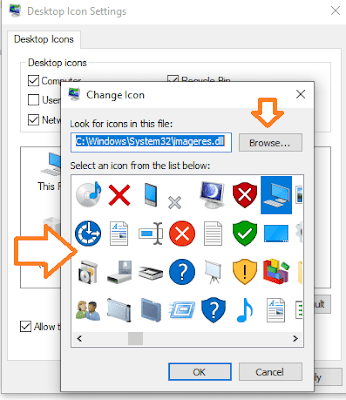 You can choose from the available Windows 10 icons or You can choose any custom icon by clicking on the Browse button. Click on the OK button.
