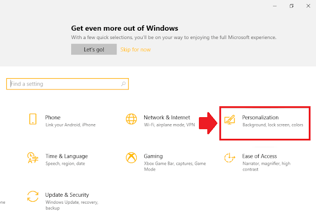 Click on the Personalization.