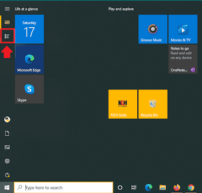 Now to see the app list click on the "All Apps" icon on Start Menu.