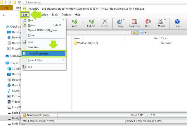 Enter the Current Password of your .ISO file. Click on the File. Click on the Image Properties....