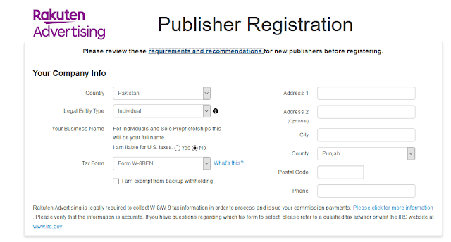 Enter your Company/Website Info like Country, City, address, Province, Postal Code, etc.