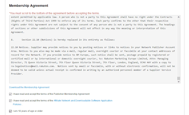 Scroll down to Membership Agreement and accept the terms of the Publisher Membership Agreement.