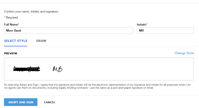 Once done with signature click on the ADOPT AND SIGN.