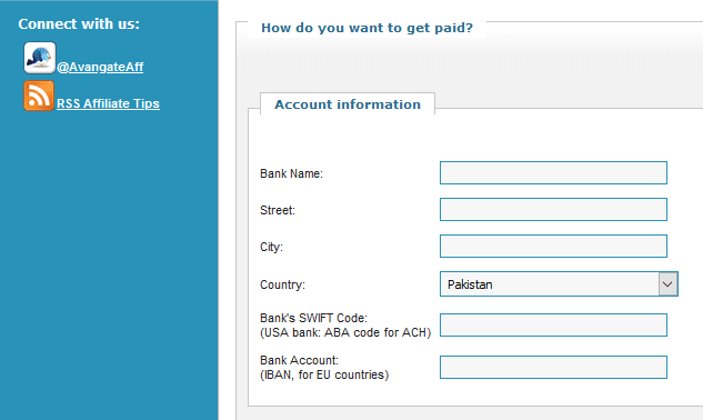 On Account information section provide your bank account details.