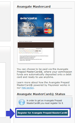In order to apply for the Avangate Master Card click on the "Register for Avangate Prepaid MasterCard".