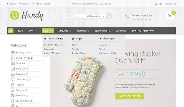 Handy is a responsive WooCommerce theme, suitable for handmade online shop particularly for someone who wants to create a handmade goods marketplace like Etsy or Amazon.