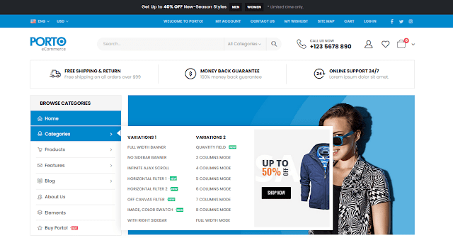 Porto is a multi-purpose responsive WooCommerce theme with 100+ Homepage layouts, suitable for any type of eCommerce store like Construction, Business Consulting, Medical, IT Services, Digital Agency, SEO,