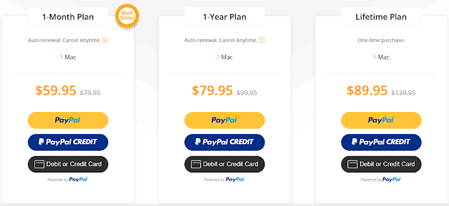 Lifetime plan is one-time purchase plan. This plan is for 1 Mac and costs only $89.95.