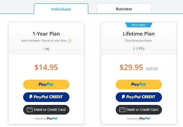 Lifetime plan is one-time purchase plan. This plan is for 2 PCs to 5 PCs and costs only $29.95.