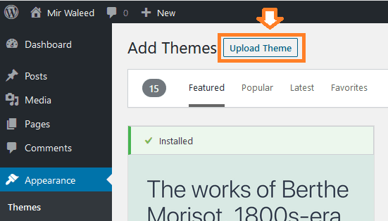 Click on the "Upload Theme" button.