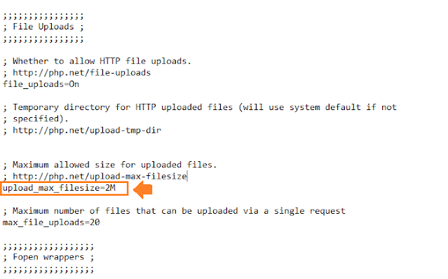 The "php.ini" is located in the "Public_Html" directory. Open "php.ini" file and search for "upload_max_filesize" variable. Change the size and save your "php.ini" file.