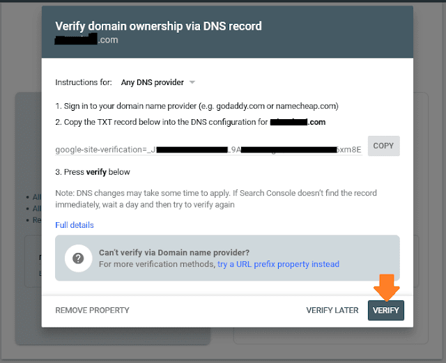 How To Connect Website To Google Search Console & Verify Domain Ownership Via DNS Record 11
