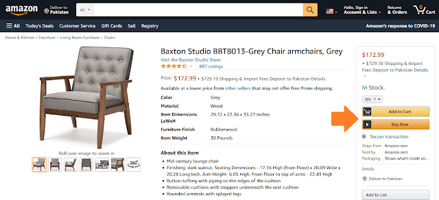 The product page of "Long Chair -Baxton" on Amazon where people can buy this chair.