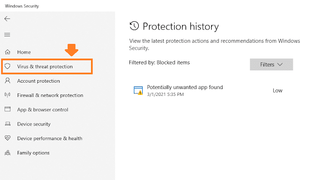 Click on the "Virus & threat protection" to see details about the threat.