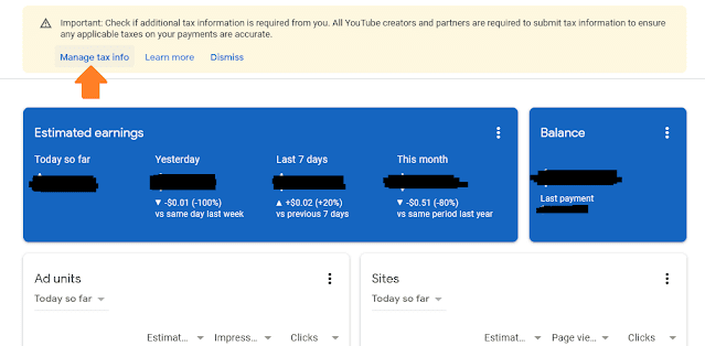 Open "Manage tax info" from Payments => Settings => Manage tax info.