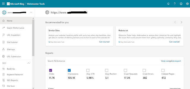 All your website's Google Search Console settings and data will be imported in Bing Webmaster Tools.